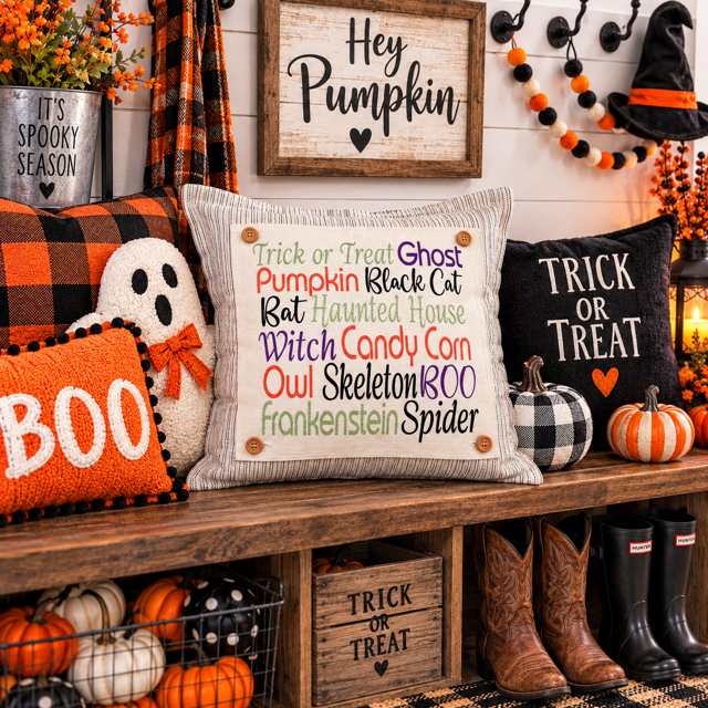 GLITTER PANEL ONLY: SQUARE Fall, Autumn, ghost, bat, black cat, GLITTER HALLOWEEN SUBWAY ART