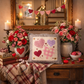 NEW! SQUARE BUNDLE SET: TICKING STRIPES PILLOW (comes with foam insert and these 3 panels in back pocket); throw pillow Winter : SKI BENCH, HEARTS, PRESSED FLOWERS