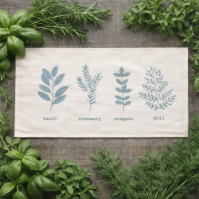 PANEL ONLY: RECTANGLE Basil, Mother's Day Rosemary, Oregano, Dill Spring, Neutral Summer; SAGE GARDEN HERBS