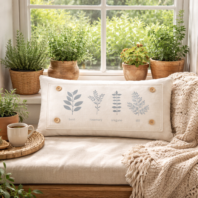 PANEL ONLY: RECTANGLE Basil, Mother's Day Rosemary, Oregano, Dill Spring, Neutral Summer; SAGE GARDEN HERBS