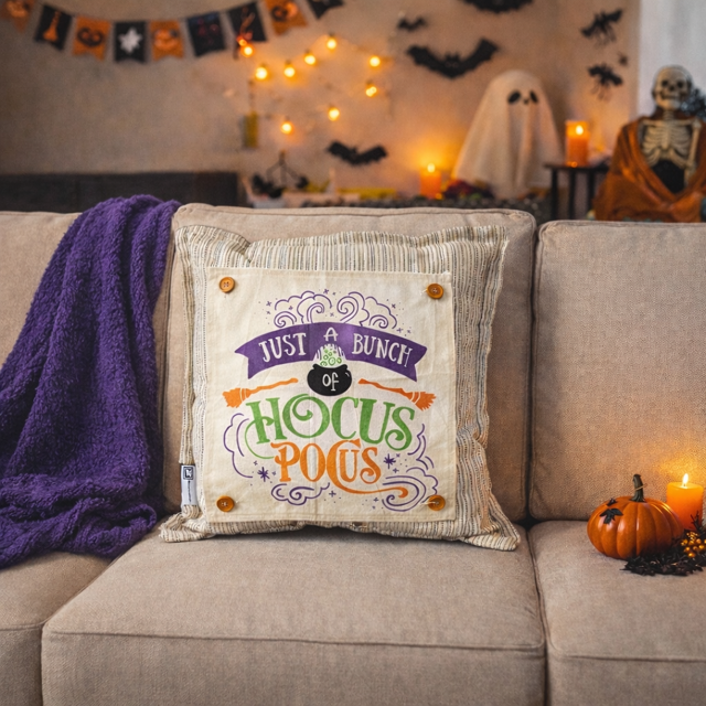 PANEL ONLY: SQUARE Holiday Panel: Fall, Autumn Halloween Witches Brew Caldron HOCUS POCUS