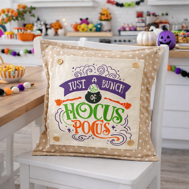 PANEL ONLY: SQUARE Holiday Panel: Fall, Autumn Halloween Witches Brew Caldron HOCUS POCUS