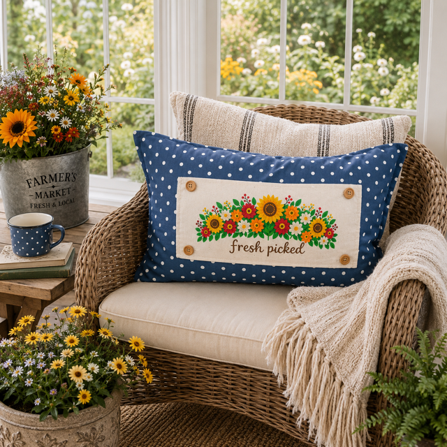 NEW!  PANEL ONLY:  Fall leaves floral sunflower Autumn FRESH PICKED FLOWERS