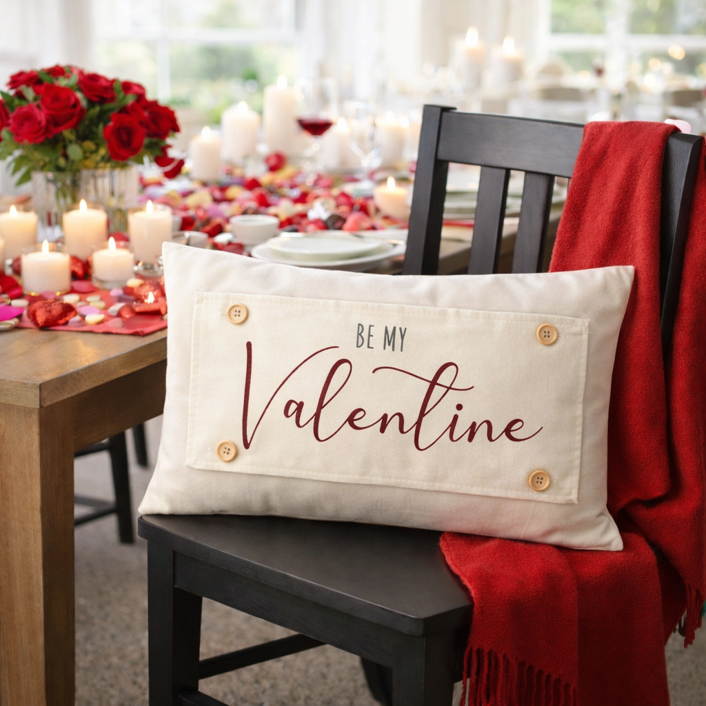 PANEL ONLY: RECTANGLE Holiday Panel:  Simple Romantic Classy Love Kisses Clean Boho Heart Cursive Candlelight Natural Love Winter; BE MY VALENTINE