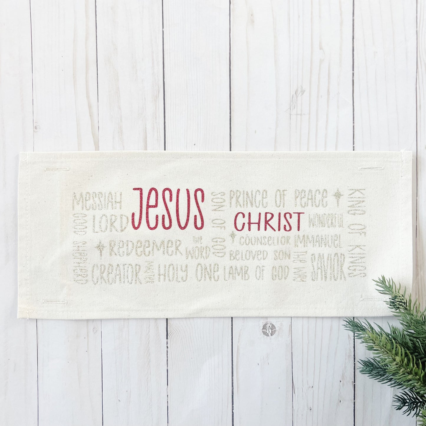 NEW! Glitter Christmas Holiday Panel Winter Jesus Religious Savior Names Christ Subway Art