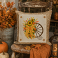 PANEL ONLY: SQUARE Fall, Autumn  Fall Leaf Leaves Gingham Bow fall flowers wheat swag WAGON WHEEL
