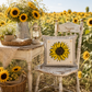 PANEL ONLY: SQUARE Fall Autumn summer yellow SUNFLOWER HEAD