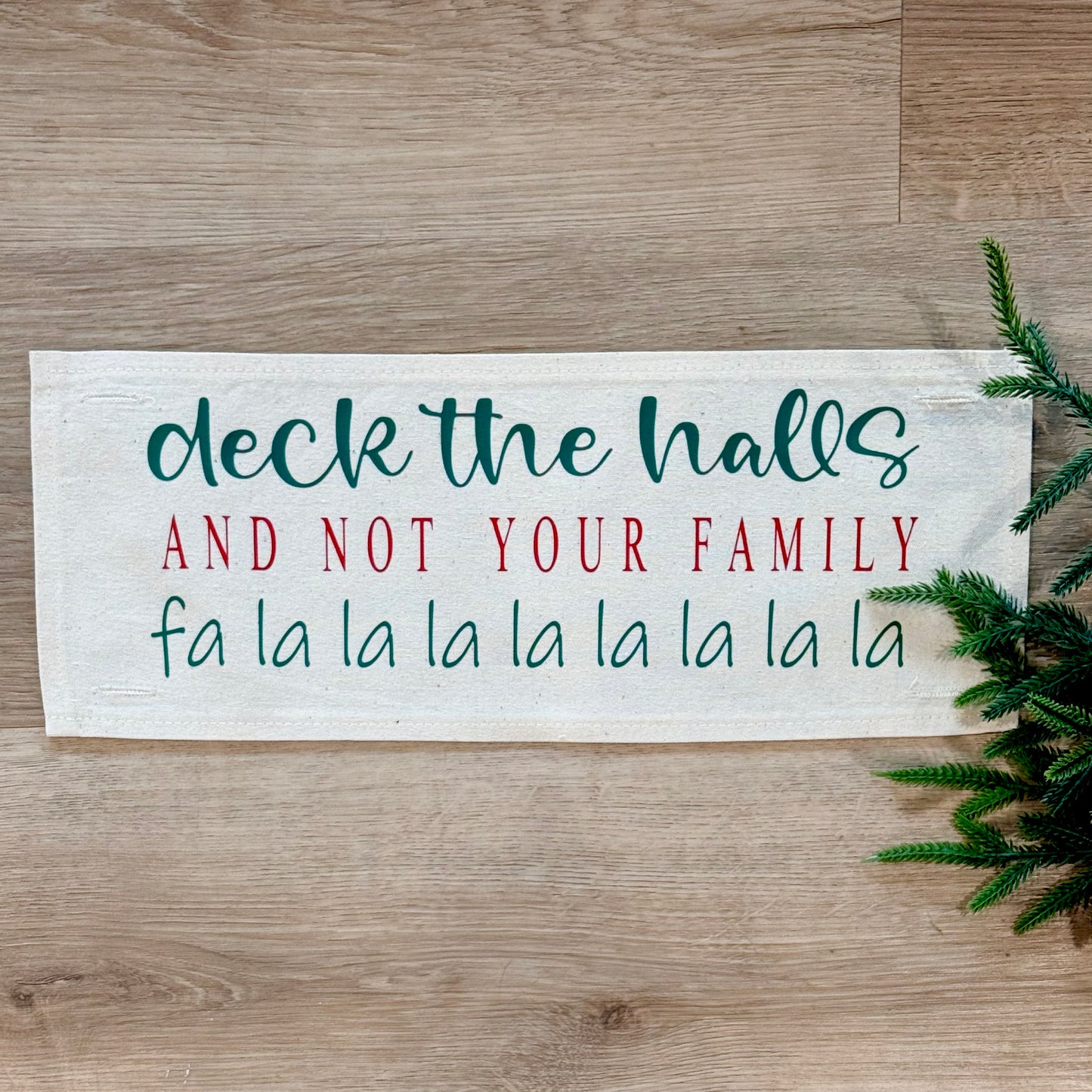 Holiday PANEL: Winter, Christmas, String of Lights, Farmhouse, Red, Green; DECK THE HALLS