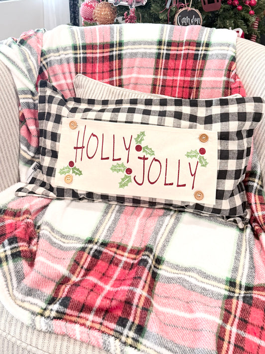 NEW!  Glitter Holiday PANEL: Winter December holly berries Christmas HOLLY JOLLY