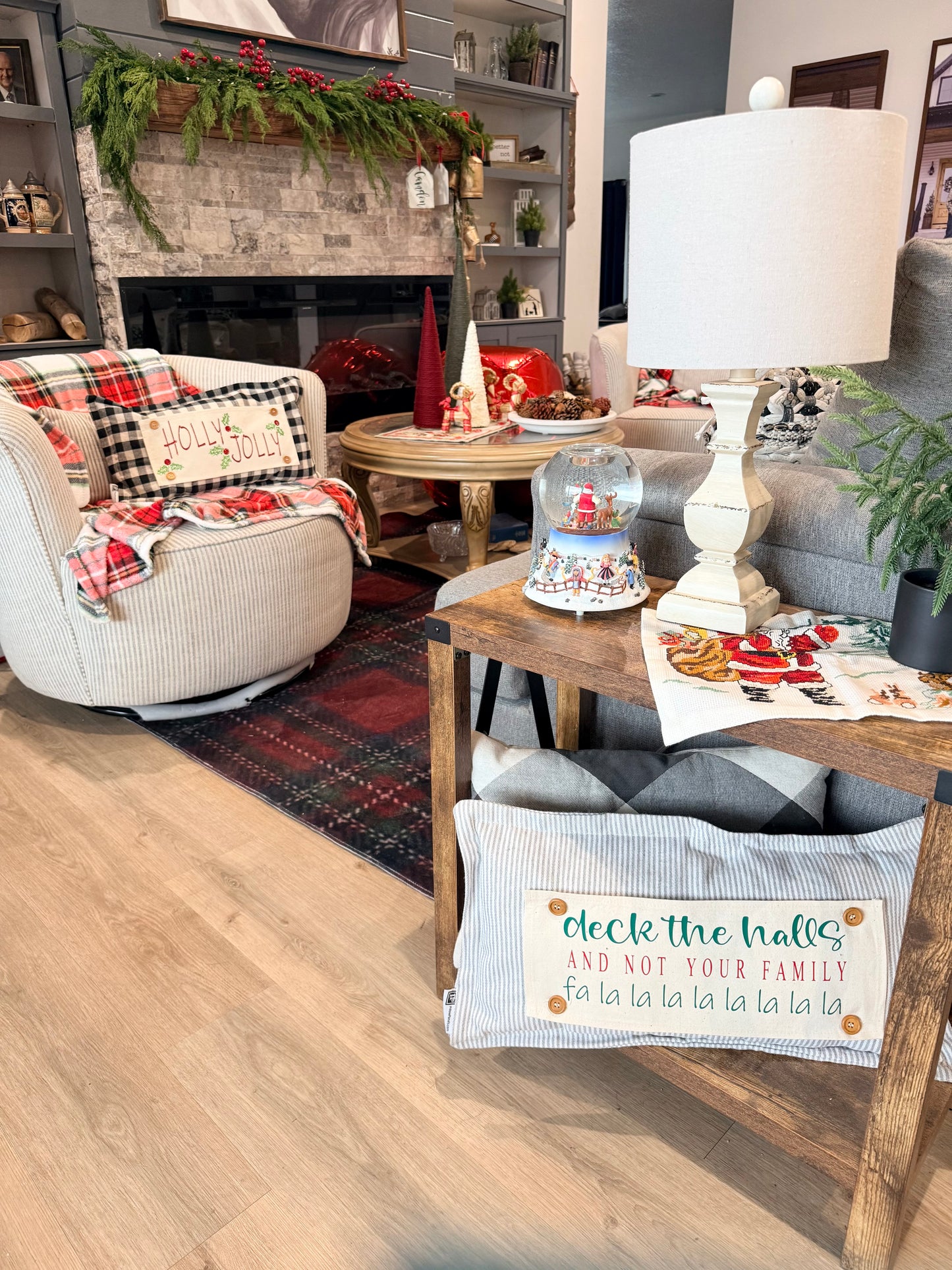 NEW!  Glitter Holiday PANEL: Winter December holly berries Christmas HOLLY JOLLY