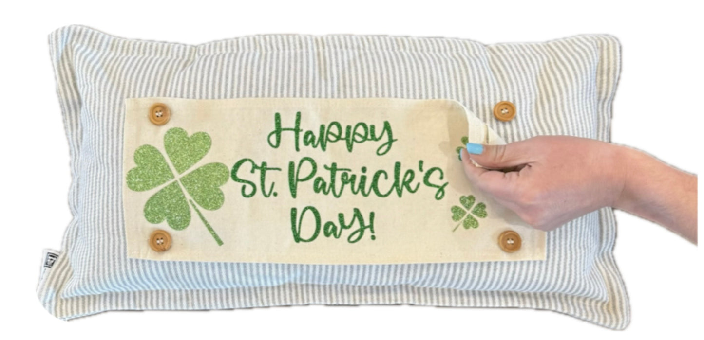 Glitter Holiday Panel: Irish Kisses & Shamrock Wishes; Spring St. Saint Patricks Day, HAPPY ST. PATRICK'S DAY CLOVERS