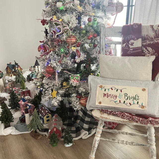 NEW! Custom FALL Wedding Gift Bundle:  GRAY TICKING STRIPE pillow + custom last name, FALL BIKE / MERRY & BRIGHT / CUSTOM PANEL