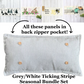 SEASONAL BUNDLE SET: Gray/White Ticking Stripes Pillow (comes with foam insert and these 4 panels in back pocket); Winter Spring Summer Fall Autumn:  THANKFUL PUMPKINS, DEER, BUNNY HOP EASTER, HOME SWEET HIVE BEE