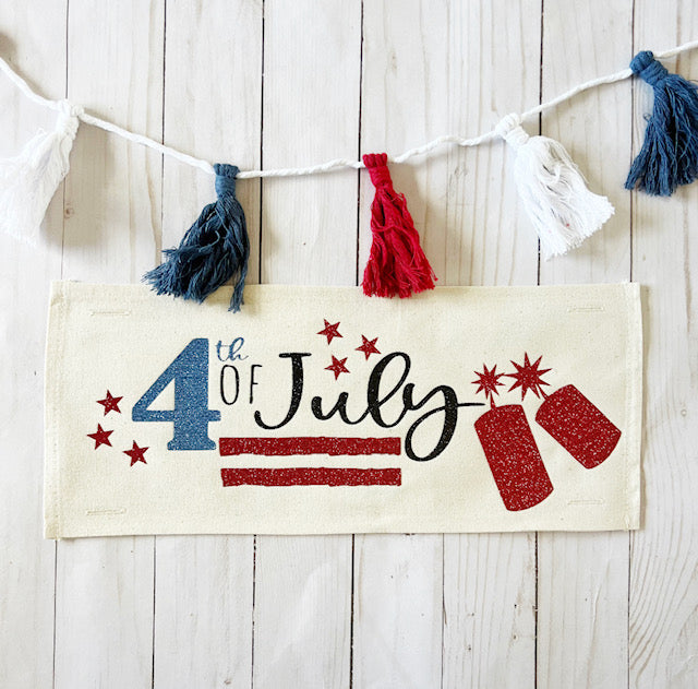 Glitter Holiday Panel: Summer BBQ American America Flag Old Glory Sparkly 4TH OF JULY FIREWORKS