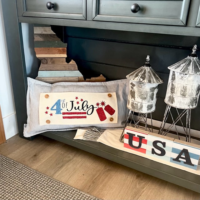 Glitter Holiday Panel: Summer BBQ American America Flag Old Glory Sparkly 4TH OF JULY FIREWORKS