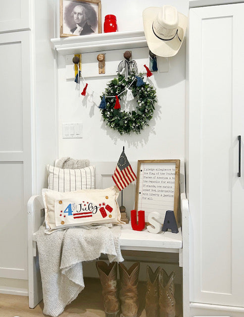Glitter Holiday Panel: Summer BBQ American America Flag Old Glory Sparkly 4TH OF JULY FIREWORKS