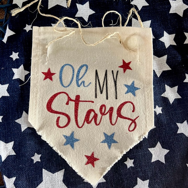 Glitter Holiday Pennant Wreath / Swag Banner: Summer BBQ American America Flag Old Glory Sparkly Fireworks Stars and Stripes 4th of July Firecrackers OH MY STARS