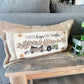 NEW! BUNDLE SET: Burlap Idaho Potato Farm Sack Bag Pillow  (comes with insert and these 3 panels inside back pocket); Winter Spring Summer Fall Autumn: HAUNTED HOUSE, TRACTOR, SLEIGH RIDE