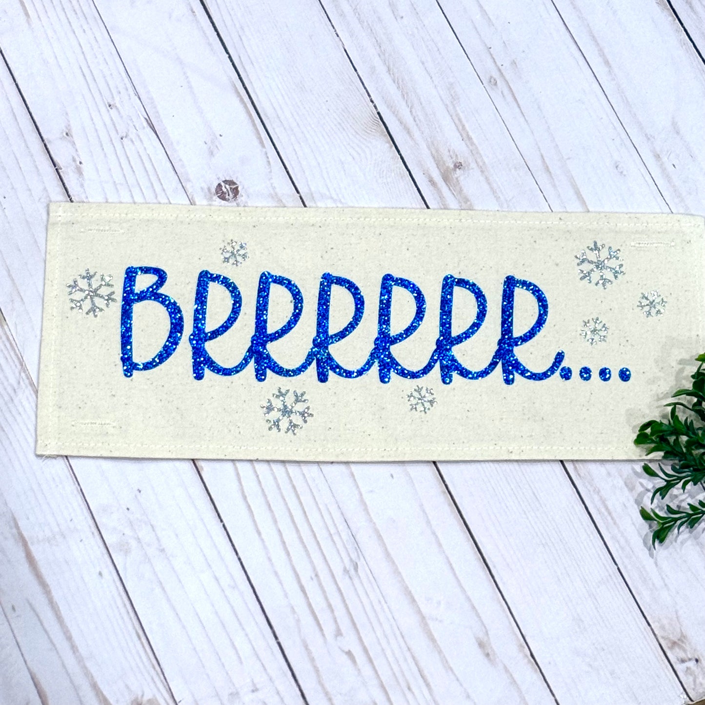 NEW!  Glitter Holiday Panel: Winter January Christmas Blue Brr Cold Snowflake Silver BRRR