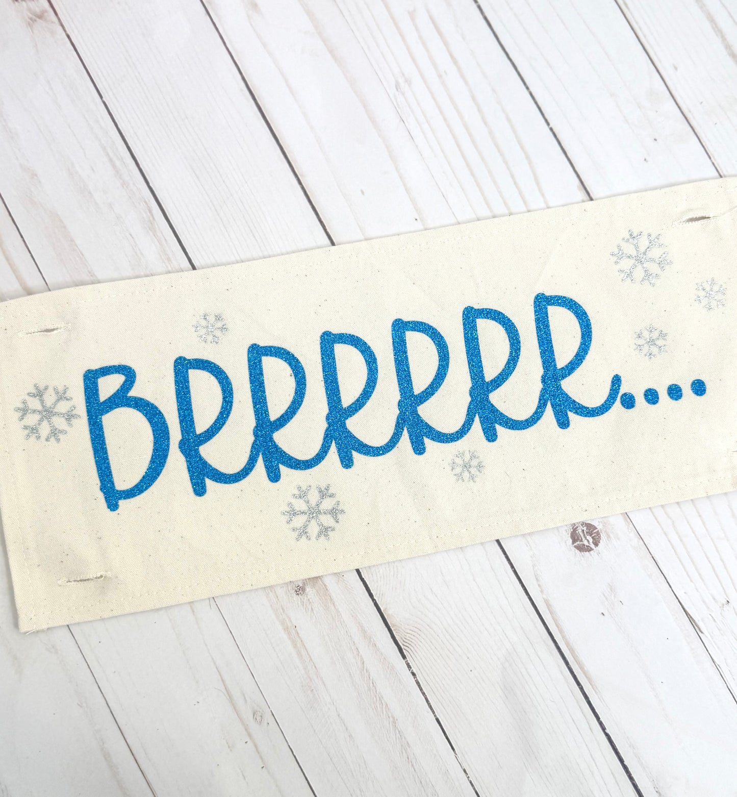 NEW!  Glitter Holiday Panel: Winter January Christmas Blue Brr Cold Snowflake Silver BRRR