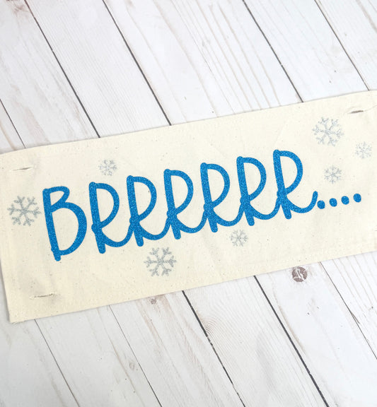 NEW!  Glitter Holiday Panel: Winter January Christmas Blue Brr Cold Snowflake Silver BRRR