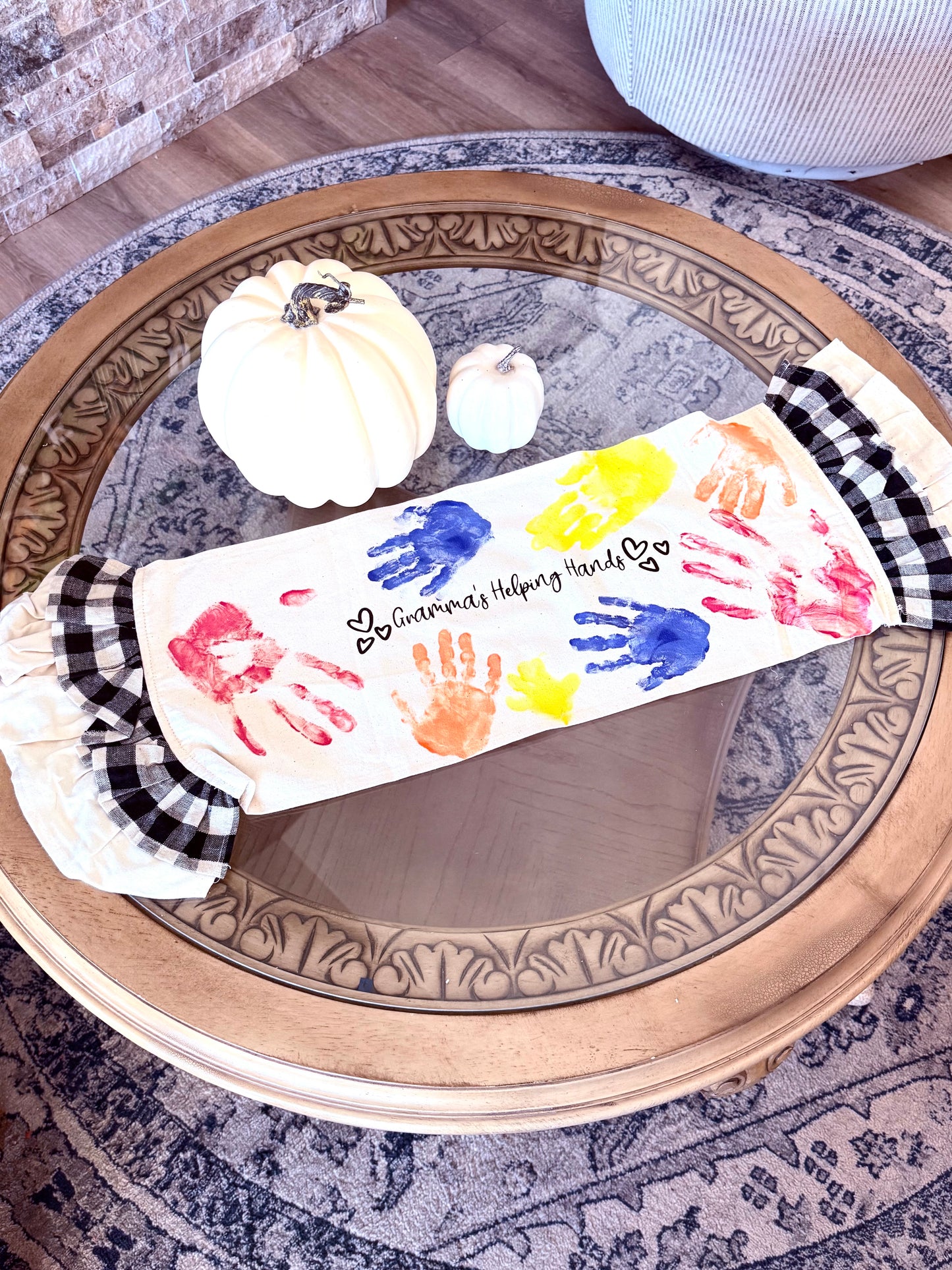 Custom Table Runner: CHARCOAL/CREAM STRIPES RUNNER