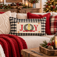 NEW! PANEL ONLY: RECTANGLE Winter; Vintage Christmas, Santa, Pine Wreath, Holly Berries; JOY WREATH