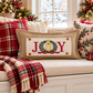 NEW! PANEL ONLY: RECTANGLE Winter; Vintage Christmas, Santa, Pine Wreath, Holly Berries; JOY WREATH