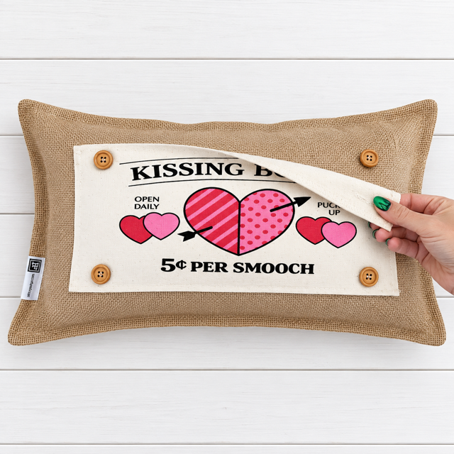 PANEL ONLY:  RECTANGLE Holiday Panel: Valentines, Winter, Love, Hugs, Kisses, Passion, Red, Wife Husband, Boyfriend, Girlfriend, Spouse, Kids, Vintage, Farmhouse, Heart; KISSING BOOTH