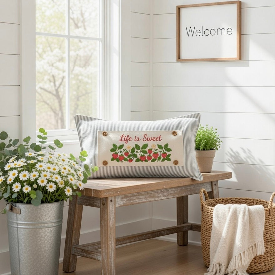 PANEL ONLY: RECTANGLE Spring, Summer, Garden Lover, Plants, Flowers; Life is Sweet STRAWBERRY PATCH