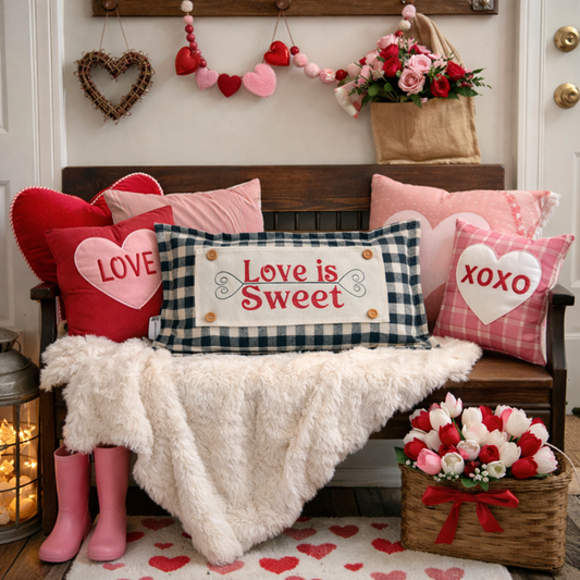 GLITTER PANEL ONLY:  RECTANGLE Glitter Holiday Panel: Winter, Valentines Cherry Pink, Love, Spouse, Partner; LOVE IS SWEET