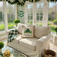 PILLOW ONLY: SQUARE Tan with white polka-dot spots Pillow; WHITE/TAN POLKA DOT PILLOW (with insert)