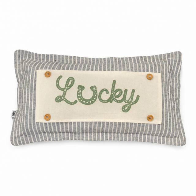 PILLOW ONLY (with fluffy insert): Galvinized Charcoal/Cream Farm Stripes: RECTANGLE CREAM/ DARK CHARCOALSTRIPES PILLOW (with insert)