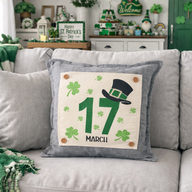 GLITTER PANEL ONLY: SQUARE, Irish Kisses & Shamrock Wishes; Spring St. Patrick's Day, MARCH 17TH