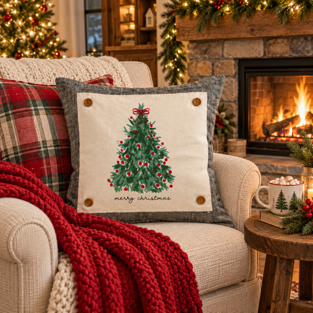 NEW! WINTER BUNDLE:  3 seasons + CHARCOAL pillow: CHRISTMAS TREE, SNOWFLAKE, V-DAY SUBWAY ART