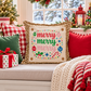 PANEL ONLY: SQUARE Christmas Bright Colorful Ornaments Candy Canes Holly; MERRY MERRY MERRY