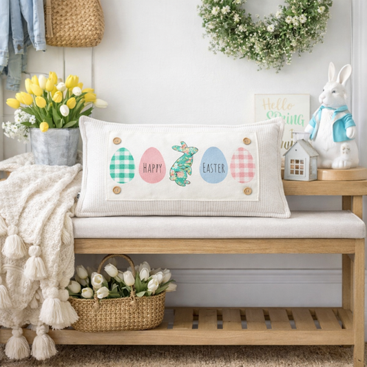 PANEL ONLY: RECTANGLE Spring, Pastel, Bunny, Buffalo Check, Gingham; PASTEL EGGS