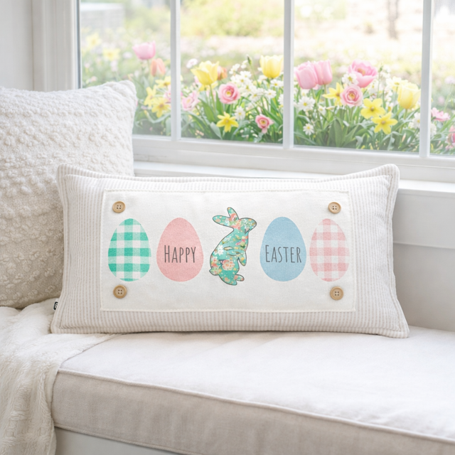 PANEL ONLY: RECTANGLE Spring, Pastel, Bunny, Buffalo Check, Gingham; PASTEL EGGS