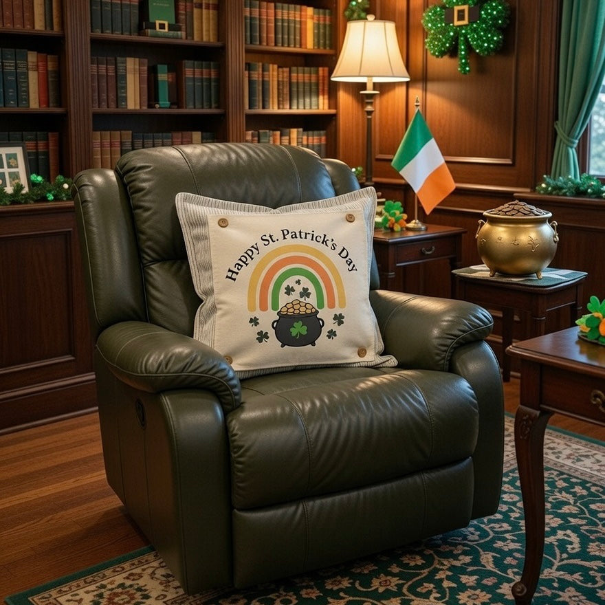 PANEL ONLY: SQUARE, Irish Kisses & Shamrock Wishes; Spring St. Patrick's Day, SQUARE RAINBOW POT OF GOLD