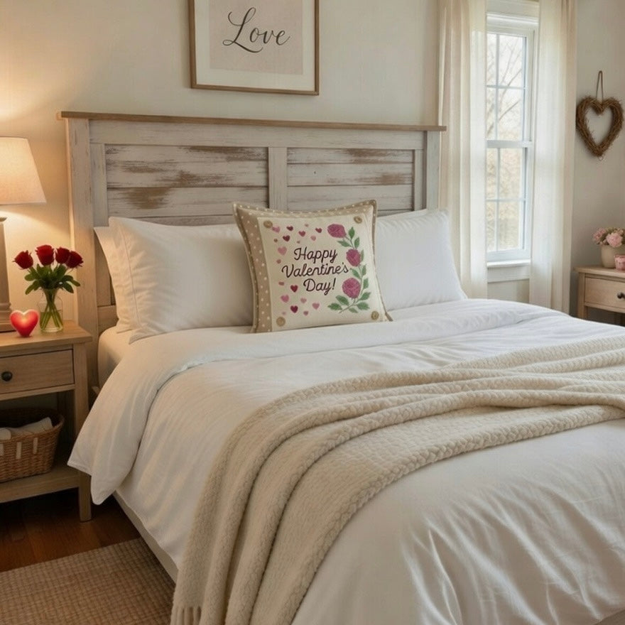 MISFIT PANEL ONLY: SQUARE Holiday Pure & Simple Aesthetic Classy Clean Boho Heart Cursive Honest Natural Love Winter, Valentine's, Hearts, Red, Pink, Polk-a-dot: SQUARE ROSES HAPPY VALENTINE'S DAY