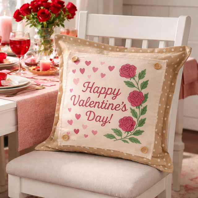 MISFIT PANEL ONLY: SQUARE Holiday Pure & Simple Aesthetic Classy Clean Boho Heart Cursive Honest Natural Love Winter, Valentine's, Hearts, Red, Pink, Polk-a-dot: SQUARE ROSES HAPPY VALENTINE'S DAY