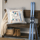 NEW! SQUARE BUNDLE SET: TICKING STRIPES PILLOW (comes with foam insert and these 3 panels in back pocket); throw pillow Winter : SKI BENCH, HEARTS, PRESSED FLOWERS