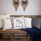 NEW! SQUARE BUNDLE SET: TICKING STRIPES PILLOW (comes with foam insert and these 3 panels in back pocket); throw pillow Winter : SKI BENCH, HEARTS, PRESSED FLOWERS