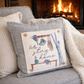 NEW! SQUARE BUNDLE SET: TICKING STRIPES PILLOW (comes with foam insert and these 3 panels in back pocket); throw pillow Winter : SKI BENCH, HEARTS, PRESSED FLOWERS