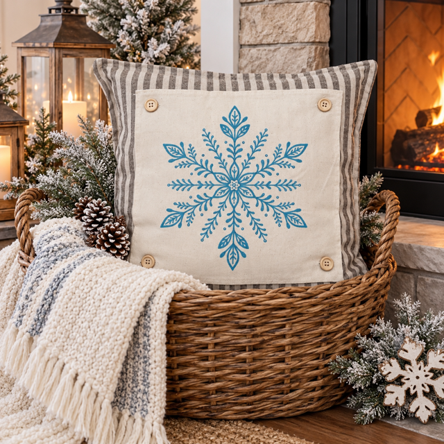 PANEL ONLY: SQUARE Blue Black Winter: SNOWFLAKE SQUARE