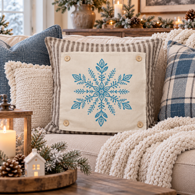 PANEL ONLY: SQUARE Blue Black Winter: SNOWFLAKE SQUARE