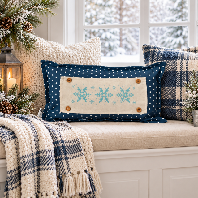 NEW! PANEL ONLY: RECTANGLE Winter; Blue, Chilly, Cold; SNOWFLAKES REC.