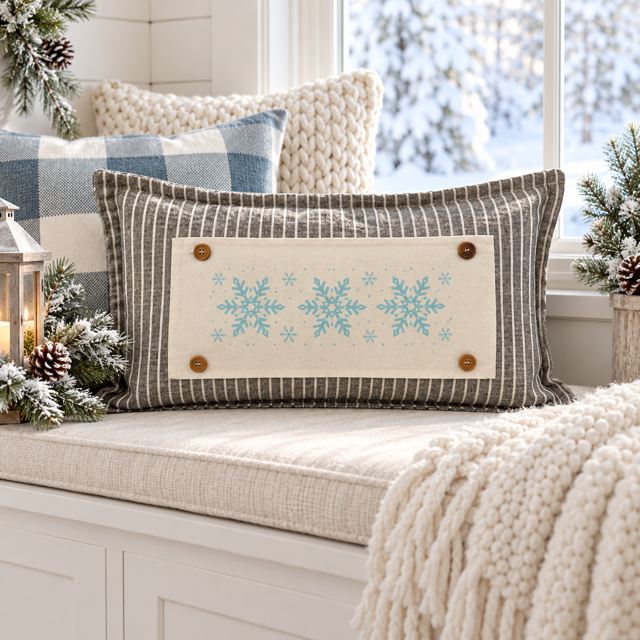NEW! PANEL ONLY: RECTANGLE Winter; Blue, Chilly, Cold; SNOWFLAKES REC.
