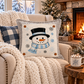 PANEL ONLY: SQUARE Snowflakes Blue Black Winter: SNOWMAN HEAD