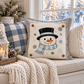 PANEL ONLY: SQUARE Snowflakes Blue Black Winter: SNOWMAN HEAD